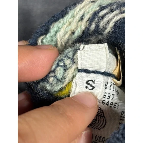 United Colors of Benetton Womens Fair Isle Shetland Wool Sweater Navy Blue Small - Picture 5 of 9